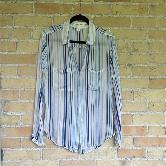 Anthropologie Cloth & Stone Striped Button-Up Shirt - Picture 1 of 4